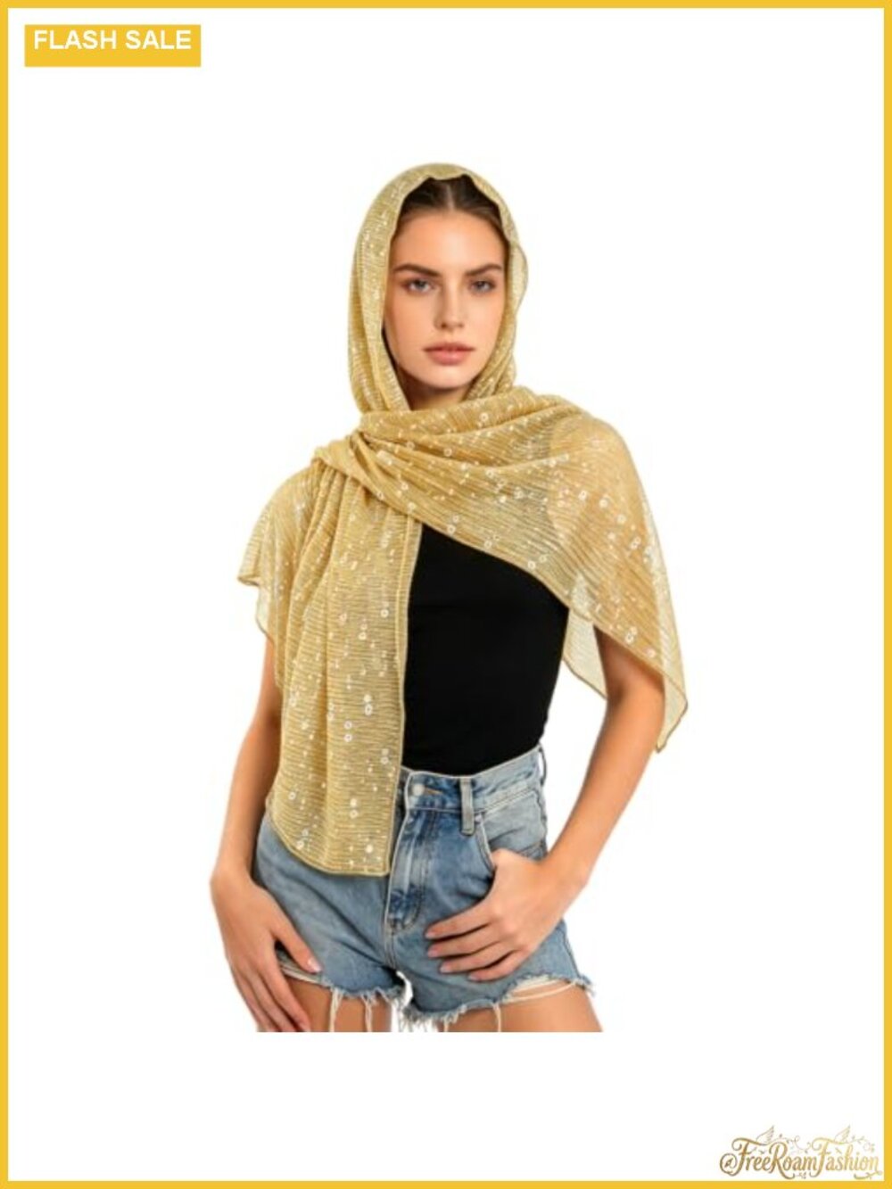 Sequin Scarf Rave Hijab Head Scarf Festival Scarves 63x30 in